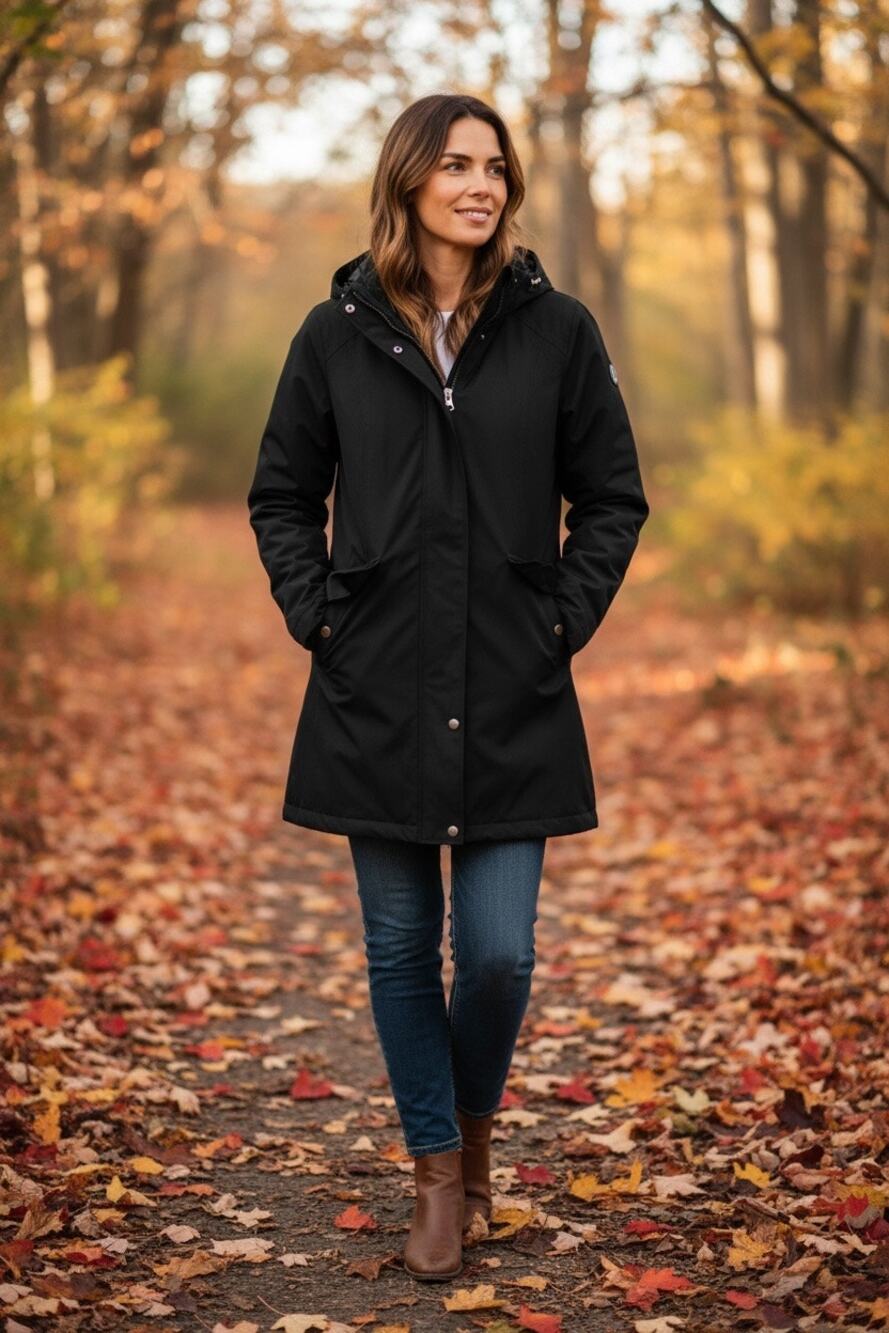 Lands’ End Women’s Black Small Raincoat Jacket Coat Shell Windbreaker NO LINING
